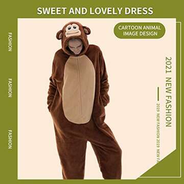 COSUSKET Snug Fit Unisex Adult Onesie Pajamas, Flannel Cosplay Animal One Piece Halloween Costume Sleepwear Homewear