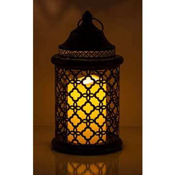 VP Home Decorative Flickering Flameless LED Candle Lantern with Remote Control Outdoor Lanterns for Front Porch Hanging Lanterns Outdoor Vintage Lanterns Decorative for Home Wedding (Black)