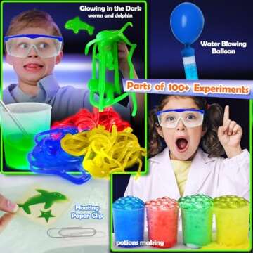 UNGLINGA 100+ Science Lab Experiments Kit for Kids, S.T.E.M Project Activities Educational Birthday Toys Gifts for Boys Girls, Chemistry Set, Gems Dig, Volcano, Glowing Worms