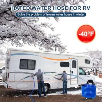 25FT Heated Water Hose for Rv,-40°F Heated Hose with Thermostat，1/2" Inner Diameter Rv Water Hose，Rv Heated Water Hose with Black Insulating Sponge for Camper，5 Wheel，Rv Accessories