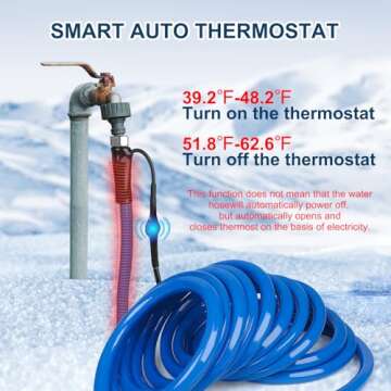 25FT Heated Water Hose for Rv,-40°F Heated Hose with Thermostat，1/2" Inner Diameter Rv Water Hose，Rv Heated Water Hose with Black Insulating Sponge for Camper，5 Wheel，Rv Accessories