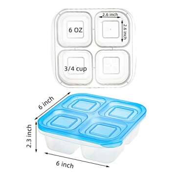 AVLA 10 Pack Bento Snack Boxes, Reusable Meal Prep Containers, 4-Compartment To Go Bento Lunch Boxes, Stackable Divided Food Storage Containers for Work and Travel