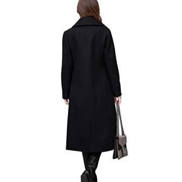 chouyatou Women's Big Notch Lapel Single Breasted Mid-Long Wool Blend Coat (Small, Black)