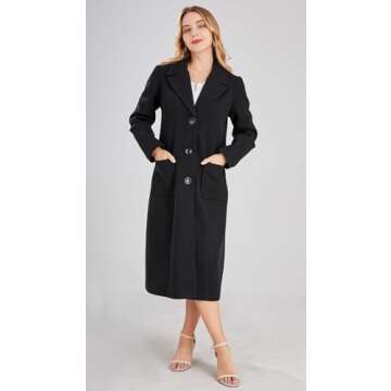 Chouyatou Women's Black Wool Blend Coat - Stylish