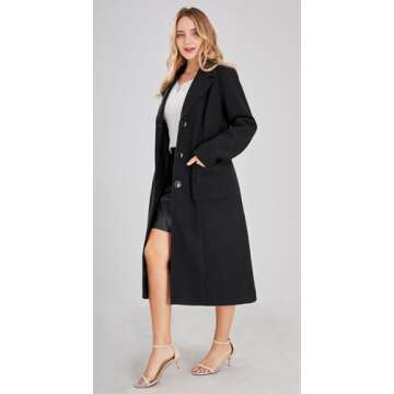 Chouyatou Women's Black Wool Blend Coat - Stylish