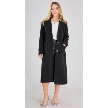 Chouyatou Women's Black Wool Blend Coat - Stylish