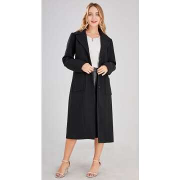 Chouyatou Women's Black Wool Blend Coat - Stylish