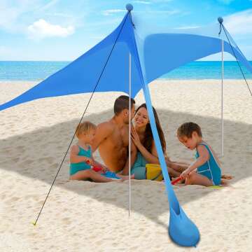 Beach Canopy Tent Sun Shade with UPF 50+ UV Protection for Camping - Portable & Easy Setup