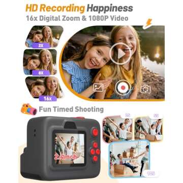 Yehtta Kids Camera Instant Print, Christmas Birthday Gifts for 3-12 Year Old Boys Girls, 2.4in Screen 1080P Kids Digital Camera Toys for Kids Age 3 4 5 6 7 8 9 10 with 3 Rolls Print Paper 32G Card