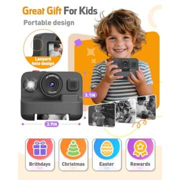 Yehtta Kids Camera Instant Print, Christmas Birthday Gifts for 3-12 Year Old Boys Girls, 2.4in Screen 1080P Kids Digital Camera Toys for Kids Age 3 4 5 6 7 8 9 10 with 3 Rolls Print Paper 32G Card