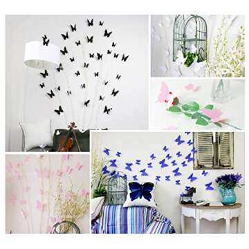 36PCS Butterfly Wall Decals - 3D Butterflies Wall Stickers Removable Mural Decor Wall Stickers Decals Wall Decor Home Decor Kids Room Bedroom Decor Living Room Decor (White)