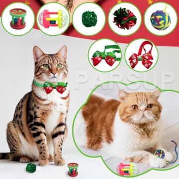 Christmas Cat Toy Advent Calendar 2024 - Christmas Holiday Gift Toys for Cat Lovers, 24 Boxes Catnip Toys, Mice, Cat Feather Teaser and Ball Bells Countdown Calendar to Christmas