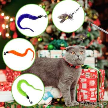 Christmas Cat Toy Advent Calendar 2024 - Christmas Holiday Gift Toys for Cat Lovers, 24 Boxes Catnip Toys, Mice, Cat Feather Teaser and Ball Bells Countdown Calendar to Christmas