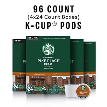 Starbucks K-Cup Coffee Pods, Pike Place Roast, 96 Total Pods