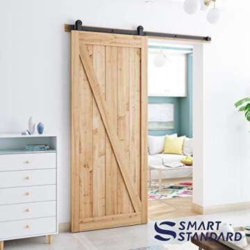 SMARTSTANDARD 6 Feet Top Mount Sturdy Sliding Barn Door Hardware Kit - Smoothly and Quietly - Simple and Easy to Install - includes Step-by-Step Instruction - Fit 36'' Wide Door Panel (T Shape)