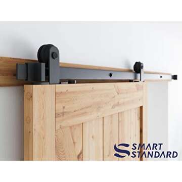 SMARTSTANDARD 6 Feet Top Mount Sturdy Sliding Barn Door Hardware Kit - Smoothly and Quietly - Simple and Easy to Install - includes Step-by-Step Instruction - Fit 36'' Wide Door Panel (T Shape)