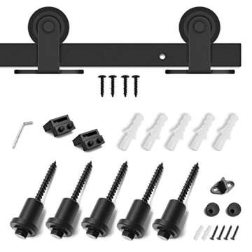 SMARTSTANDARD 6 Feet Top Mount Sturdy Sliding Barn Door Hardware Kit - Smoothly and Quietly - Simple and Easy to Install - includes Step-by-Step Instruction - Fit 36'' Wide Door Panel (T Shape)