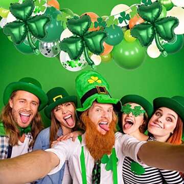 St Patrick′s Day Shamrock Balloons Clover Foil Balloons, Irish Lucky Green Shamrock Balloons St Patricks Day Party Decorations