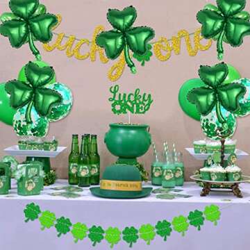 St Patrick′s Day Shamrock Balloons Clover Foil Balloons, Irish Lucky Green Shamrock Balloons St Patricks Day Party Decorations