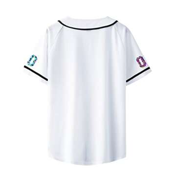 White 90s Outfit for Men Bel Air 00 Baseball Jersey Short Sleeve for Man 90s Urban Theme Party Hip Hop Fashion Blouses for Club Large