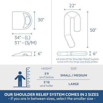 MedCline Shoulder Relief System | Bed Wedge Pillow for Shoulder Pain Relief, Therapeutic Body Pillow, Insert, Covers | Inclined Sleep Position & Arm Pocket for Comfort | 5’10 & Above, Large