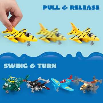 JOYIN 16 Pcs Pull Back Airplane Toys, Boys Plane Playset, Aircraft Incl Helicopter Toys, Fighter Jet Toys, Bomber Toys, Biplane Toy, Gifts for Toddler Kids 3+ Years Old, Kids Presents Toys