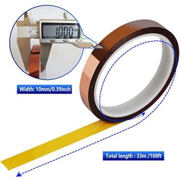 MEBMIK Heat Tape for Sublimation Transfer, Heat Resistant, Adhesive Transfer Tape, Thermal, No Residue, 6 Rolls 10mm x33m(108ft)