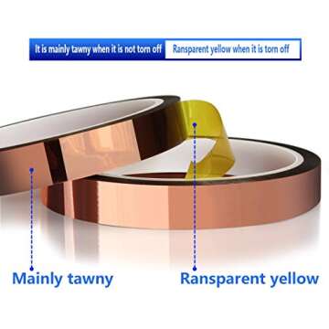 MEBMIK Heat Tape for Sublimation Transfer, Heat Resistant, Adhesive Transfer Tape, Thermal, No Residue, 6 Rolls 10mm x33m(108ft)