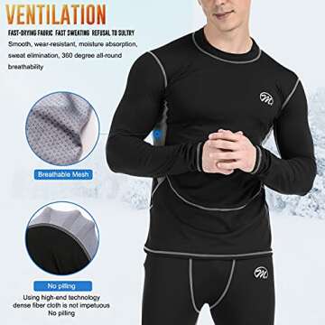 MeetHoo Men's Thermal Compression Underwear Set for Winter Sports