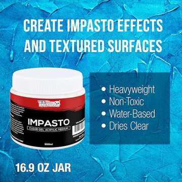 U.S. Art Supply Impasto Clear Gel Acrylic Medium for Painting – 500ml Tub, Matte & Gloss Gel Medium for Acrylic Paint, Ideal for Texture, Layering, & Extending Paint, Non-Toxic, Professional Quality