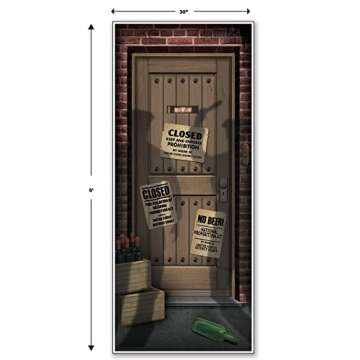 Beistle Plastic Speakeasy Door Covers, 5’ x 30”, Set of 2 - Jazz Up Your Entryway With Prohibition Era Decorations - Roaring 20's Party Décor, Gatsby-Themed Parties, Vintage Gangster Wall Prop