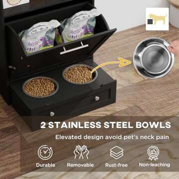 PawHut Dog Feeding Station with Storage & Raised Bowls