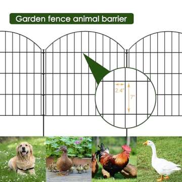 FOREHOGAR Metal Garden Fence 28in (H) x 11.7ft (L), 5 Panels + 6 Stakes Rustproof Border Fence Animal Barrier for Dog, No Dig Garden Fencing for Yard Flower Bed Patio Outdoor, CTW2828 Black