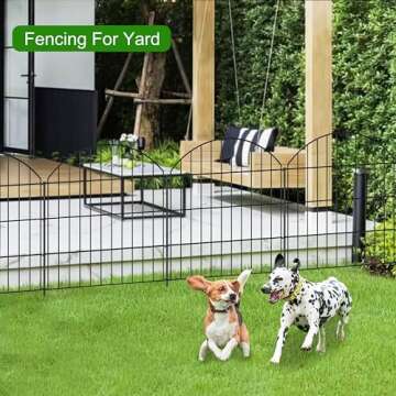 FOREHOGAR Metal Garden Fence 28in (H) x 11.7ft (L), 5 Panels + 6 Stakes Rustproof Border Fence Animal Barrier for Dog, No Dig Garden Fencing for Yard Flower Bed Patio Outdoor, CTW2828 Black