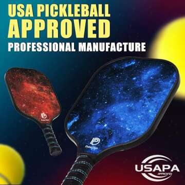 DULCE DOM Pickleball Paddles, USAPA Approved Set with 4 Premium Wood Balls and Bag, Rackets Gifts for Beginners & Pros, Women Men