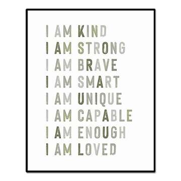 Positive Affirmations, Classroom Wall Art, Green Nursery Wall Decor Neutral, Educational Posters, Kids Room Decor, Inspirational Quotes, Playroom Decor, Boys Room Decor, Unframed (8X10 INCH)