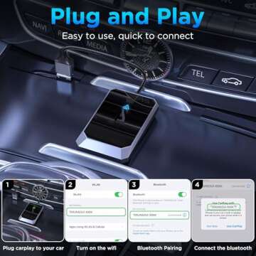 TERUNSOUl Android Auto Wireless Adapter for Factory Wired Android Auto - Instant Connection, Converts Wired to Wireless, Compatible with Android 10+ & Cars from 2015