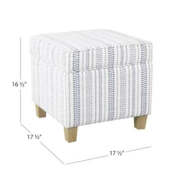 HomePop Home Decor | K7342-F2359 |Classic Square Storage Ottoman with Lift Off Lid | Ottoman with Storage for Living Room & Bedroom, Blue Stripe Large