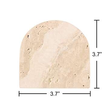 WORHE Marble Coaster for Drinks Set of 5 Natural Travertine Coasters for Home Decor Coffee Table, Modern Style Stone Cup Mat for Housewarming Party Hotel Bar Christmas Anniversary Present Beige(DL020)