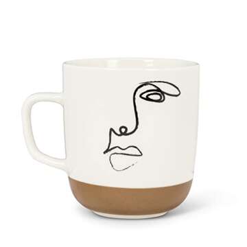 Abbott Collection 27-SPY Line Drawing Face Mug, White/Black