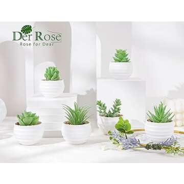 Der Rose 6 Pack Fake Plants Small Realistic Succulents Plants Artificial for Home Room Decor Indoor