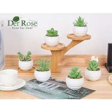 Der Rose 6 Pack Fake Plants Small Realistic Succulents Plants Artificial for Home Room Decor Indoor