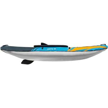 AQUAGLIDE Noyo 90 Inflatable 9 FT Kayaks for Adults Packable Family Friendly Adaptable 1 Person Single Rider Blow Up Touring Kayaking for Recreational Angler Fishing Hunting