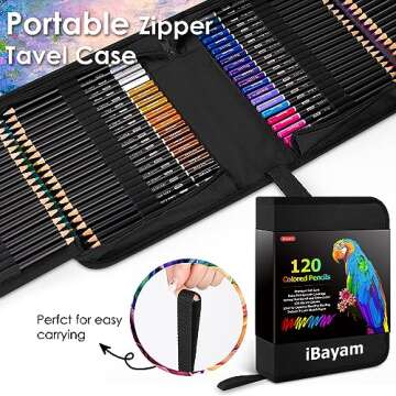 iBayam Art Supplies Sketching Kits, 123-Pack Colored Pencils Set with 3-Color Sketch Book, Coloring Book, Travel Case, Professional Artist Drawing Pencils Art Set Gift for Adults Kids Teens Girls Boys