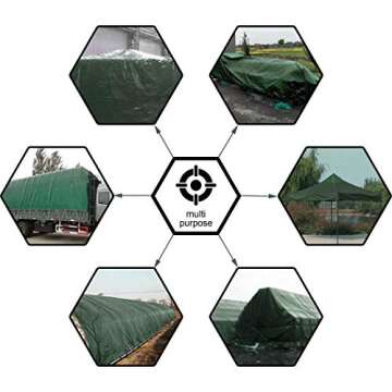 CARTMAN Finished Size 6x8 Feet Waterproof Green Tarp 8 Mil Thick, Multipurpose Protective Cover for Emergency Rain Shelter Camping Tarpaulin