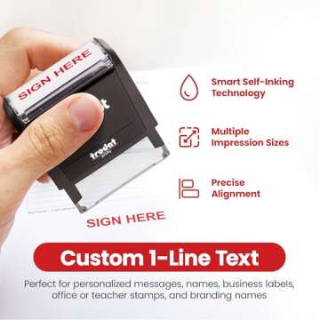 Promot Self Inking 1 Line Custom Stamp - Personalized Name Stamp for Office, Teacher, Address & Business Label Stamp - Choose Font, Ink Color, Pad, for Personal & Professional Use - Small