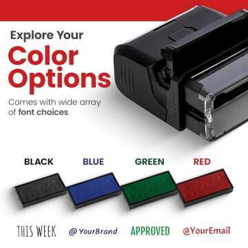 Promot Self Inking 1 Line Custom Stamp - Personalized Name Stamp for Office, Teacher, Address & Business Label Stamp - Choose Font, Ink Color, Pad, for Personal & Professional Use - Small