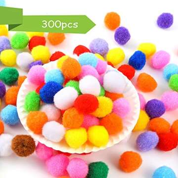 Caydo [400 pcs] - 300 Pieces 1 Inch Assorted Pompoms with 100pieces Wiggle Eyes Multicolor Arts and Crafts Pom Poms Balls for Kids DIY Art Creative Crafts Decorations