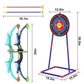 Kmuxilal 2 Pack Kids Bow and Arrow Set with LED Flash Lights, 14 Suction Cup Arrows and Fluorescence Standing Target-Perfect Indoor and Outdoor Archery Set Toy Gift for Boys and Girls Ages 4-12