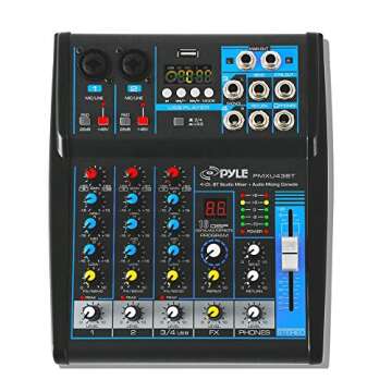 Pyle Professional 4 Channel Audio Mixer with USB & Bluetooth